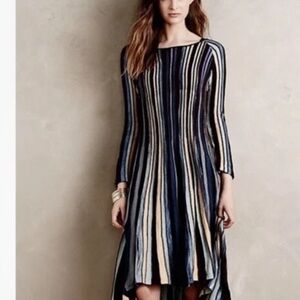 Anthropologie Moth Colorful Striped Sweater Dress asymmetrical